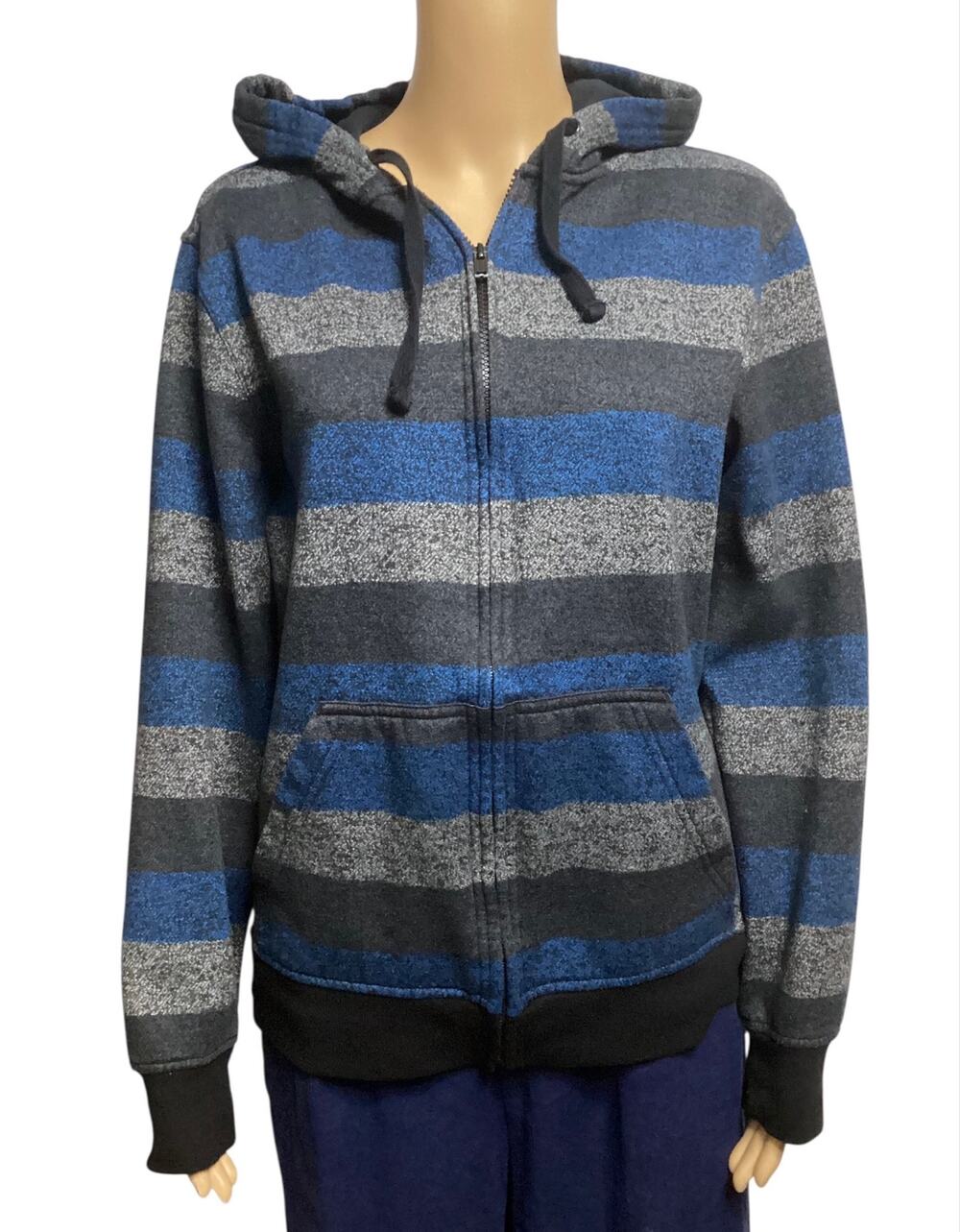 Vintage Y2K Tony Hawk Striped Full Zip Hoodie Sweatshirt Skater 90s Streetwear M